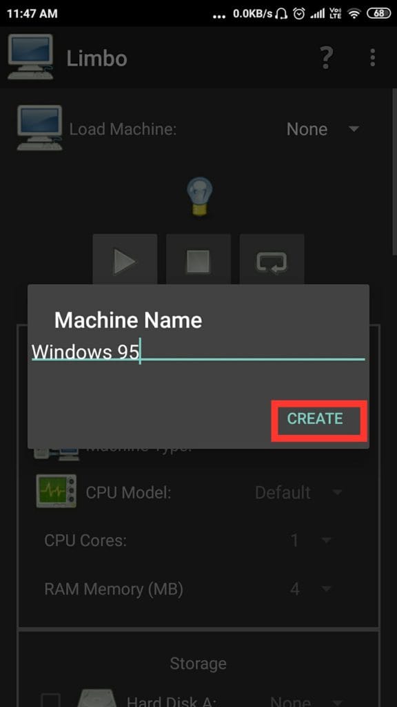 windows 95 limbo pc emulator machine name