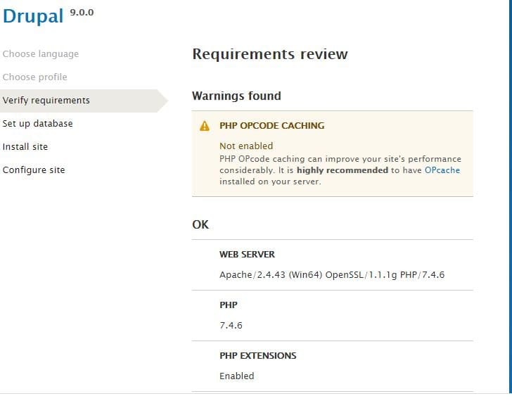 Drupal Verify Requirements