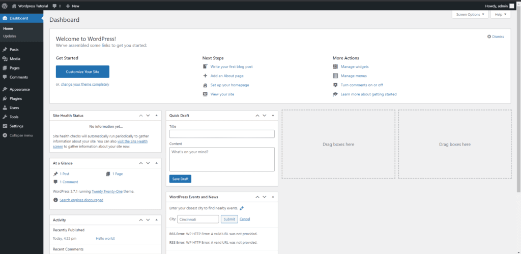 WordPress Admin Panel