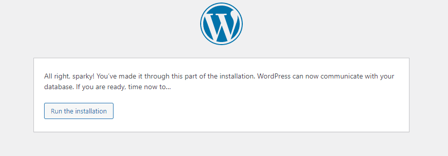 WordPress Run The Installation