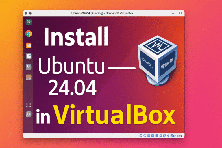 Logos for Ubuntu 24.04 and VirtualBox, representing the guide to install Ubuntu in a virtual machine.